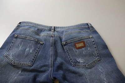 Dolce & Gabbana Blue Washed Cotton Skinny Low Waist Denim Jeans In Blue