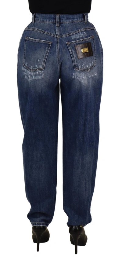 Dolce & Gabbana Blue Washed High Waist Loose Fit Pants In Blue
