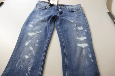 Dolce & Gabbana Blue Washed Cotton Skinny Low Waist Denim Jeans In Blue
