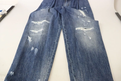 Dolce & Gabbana Blue Washed High Waist Loose Fit Pants In Blue