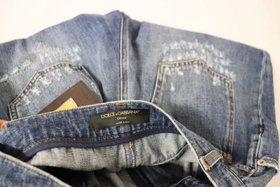Dolce & Gabbana Blue Washed High Waist Loose Fit Pants In Blue