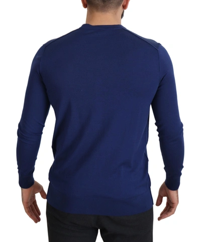 Dolce & Gabbana Blue Wool V-neck Button Down Cardigan Sweater In Blue