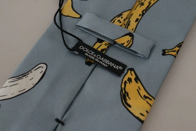 Shop Dolce & Gabbana Elegant Blue Banana Print Silk Men's Tie