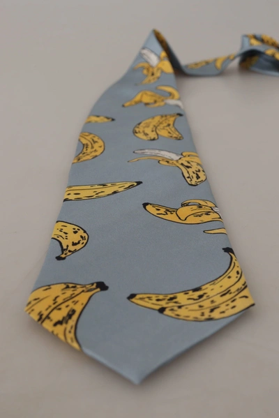 Shop Dolce & Gabbana Elegant Blue Banana Print Silk Men's Tie