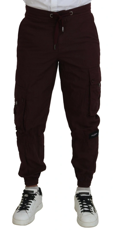 Shop Dolce & Gabbana Elegant Burgundy Cotton Jogger Men's Pants In Bordeaux