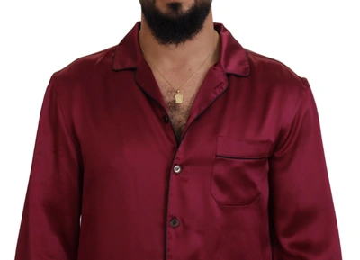 Shop Dolce & Gabbana Elegant Silk Pajama Top In Men's Bordeaux