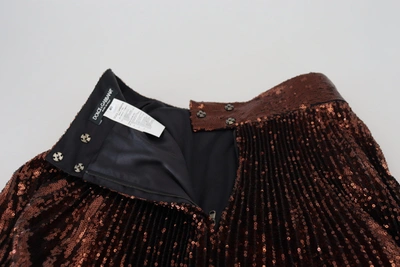 Dolce & Gabbana Bronze Sequined High Waist A-line Maxi Skirt In Bronze