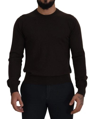Shop Dolce & Gabbana Elegant Cashmere Crew Neck Men's Sweater In Brown