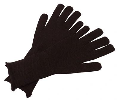 Dolce & Gabbana Brown Cashmere Silk Hands Mitten S Gloves In Brown