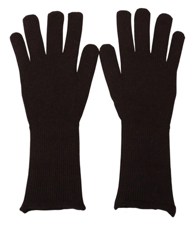 Shop Dolce & Gabbana Elegant Silk Cashmere Brown Men's Gloves