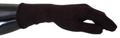 Dolce & Gabbana Brown Cashmere Silk Hands Mitten S Gloves In Brown
