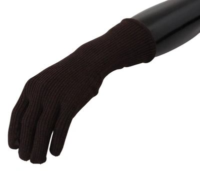 Dolce & Gabbana Brown Cashmere Silk Hands Mitten S Gloves In Brown