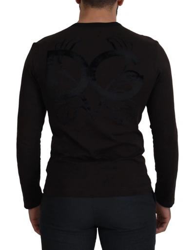 Shop Dolce & Gabbana Elegant Brown Crewneck Cotton Men's Sweater