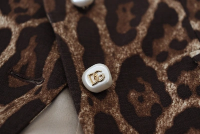 Dolce & Gabbana Brown Leopard Print Wool A-line Mini Skirt In Brown