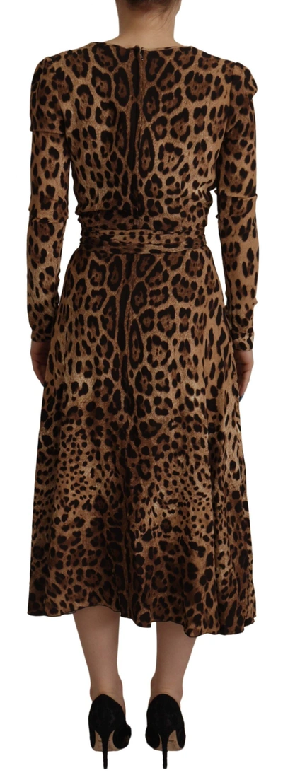 Dolce & Gabbana Brown Leopard Wrap A-line Maxi Viscose Dress In Brown