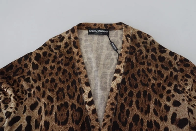 Shop Dolce & Gabbana Elegant Leopard Wool Cardigan Men's Sweater In Brown