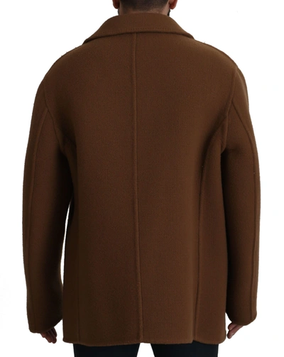 Dolce & Gabbana Brown Nylon Double Breasted Coat Jacket In Brown