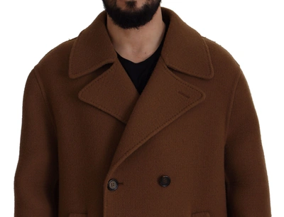 Dolce & Gabbana Brown Nylon Double Breasted Coat Jacket In Brown