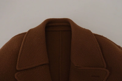 Dolce & Gabbana Brown Nylon Double Breasted Coat Jacket In Brown