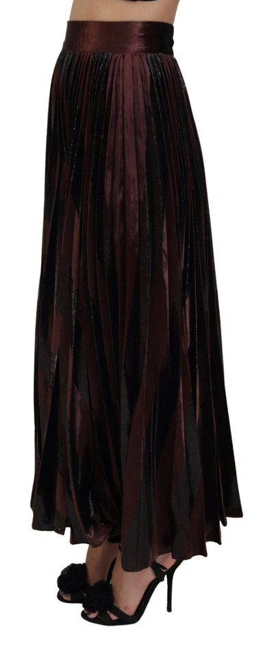 Dolce & Gabbana Brown Polyester High Waist A-line Maxi Skirt In Brown