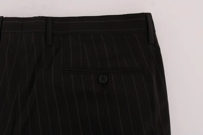 Shop Dolce & Gabbana Elegant Brown Striped Dress Men's Trousers