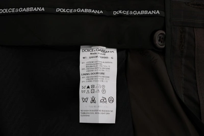 Shop Dolce & Gabbana Elegant Brown Striped Dress Men's Trousers