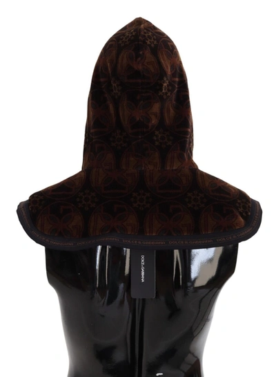 Shop Dolce & Gabbana Elegant Velvet Whole Head Wrap Men's Hat In Brown