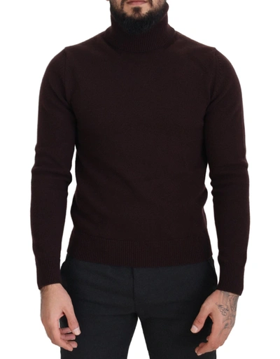 Shop Dolce & Gabbana Elegant Turtleneck Wool Pullover Men's Sweater In Brown