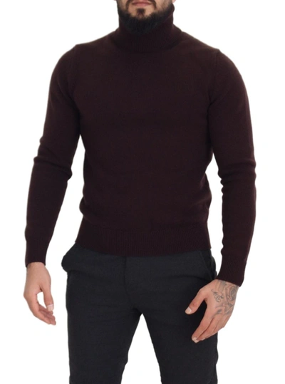 Shop Dolce & Gabbana Elegant Turtleneck Wool Pullover Men's Sweater In Brown