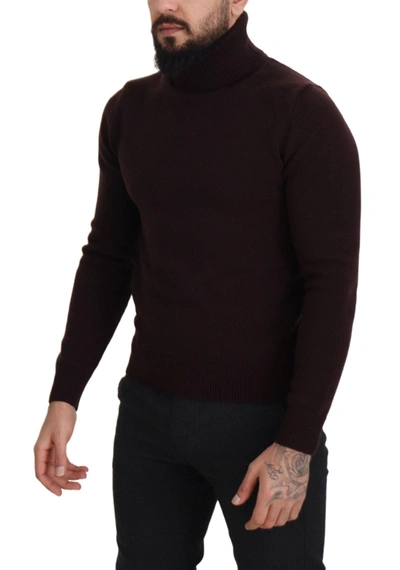 Shop Dolce & Gabbana Elegant Turtleneck Wool Pullover Men's Sweater In Brown