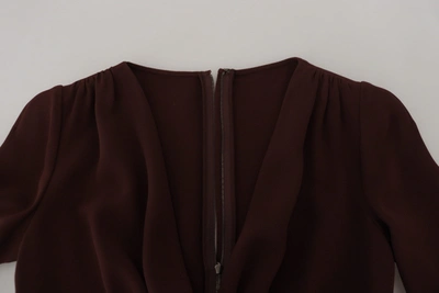 Shop Dolce & Gabbana Elegant Brown Long Sleeve Wrap Women's Dress
