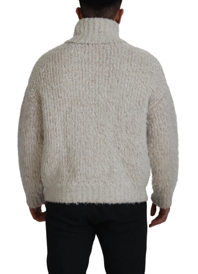 Shop Dolce & Gabbana Elegant Cream Turtleneck Wool Blend Men's Sweater