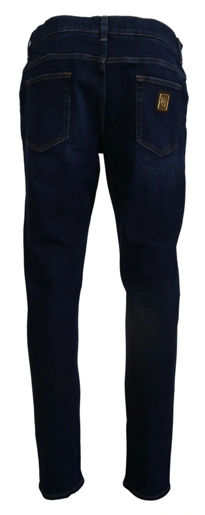 Dolce & Gabbana Dark Blue Cotton Denim Skinny Jeans In Blue
