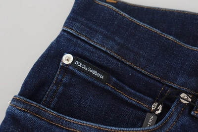Dolce & Gabbana Dark Blue Cotton Denim Skinny Jeans In Blue