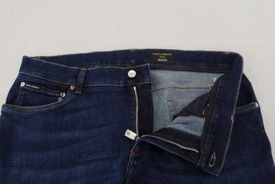 Dolce & Gabbana Dark Blue Cotton Denim Skinny Jeans In Blue