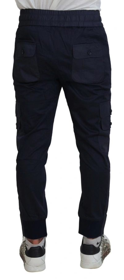 Shop Dolce & Gabbana Elegant Dark Blue Jogger Men's Pants