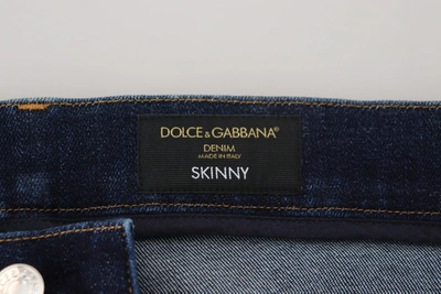 Dolce & Gabbana Dark Blue Cotton Denim Skinny Jeans In Blue