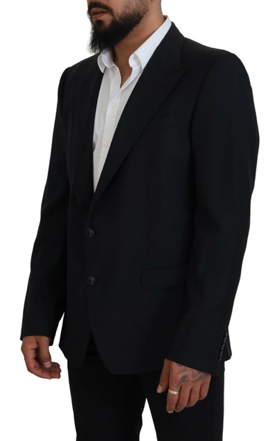 Dolce & Gabbana Black Slim Fit Coat Jacket Martini Blazer In Blue
