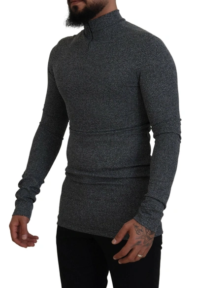 Shop Dolce & Gabbana Elegant Dark Gray Pullover Men's Sweater