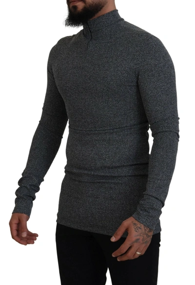 Dolce & Gabbana Dark Gray Nylon Turtleneck Pullover Sweater In Dark Gray
