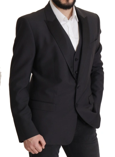 Dolce & Gabbana Dark Blue Single Breasted Martini Blazer In Blue