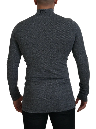 Dolce & Gabbana Dark Gray Nylon Turtleneck Pullover Sweater In Dark Gray