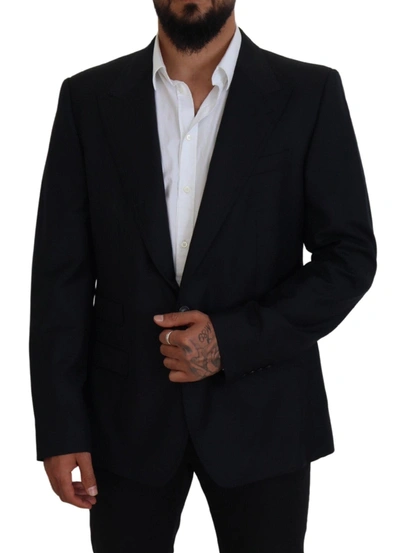 Dolce & Gabbana Black Slim Fit Coat Jacket Martini Blazer In Blue