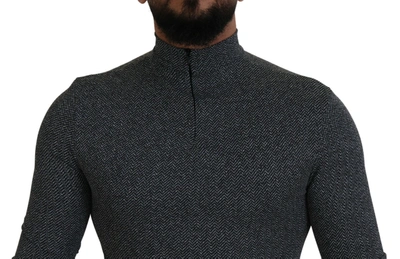 Dolce & Gabbana Dark Gray Nylon Turtleneck Pullover Sweater In Dark Gray