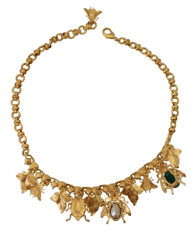 Shop Dolce & Gabbana Elegant Multicolor Crystal Statement Women's Necklace In Gold