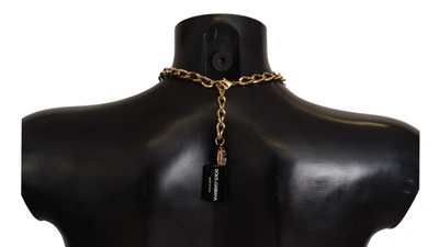 Shop Dolce & Gabbana Elegant Floral Crystal Statement Women's Necklace In Gold