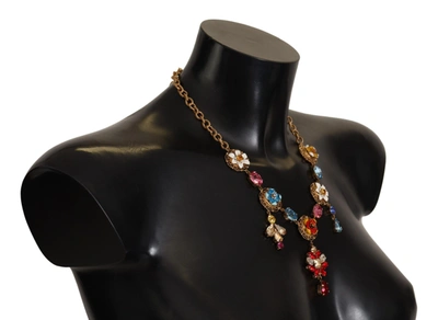 Shop Dolce & Gabbana Elegant Floral Statement Women's Necklace In Gold