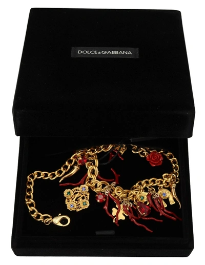 Shop Dolce & Gabbana Opulent Multicolor Crystal Statement Women's Necklace In Gold