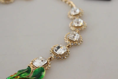 Shop Dolce & Gabbana Elegant Gold Tone Crystal Statement Women's Necklace
