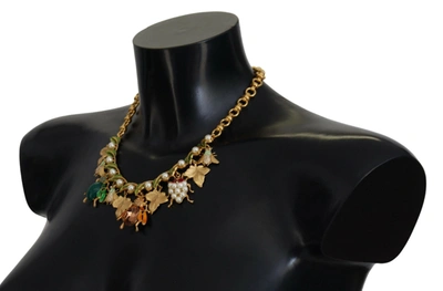 Shop Dolce & Gabbana Multicolor Crystal Gold Statement Women's Necklace